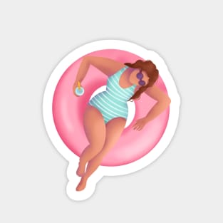 Girl In Swimming Pool Illustration Sticker